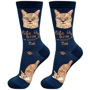 Tabby Orange Life is Better Socks