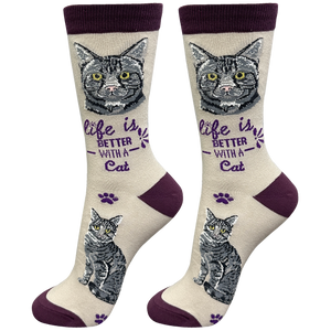 Tabby Silver Life is Better Socks
