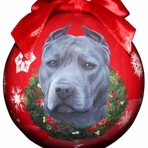 Pit Bull blue Ball Ornament